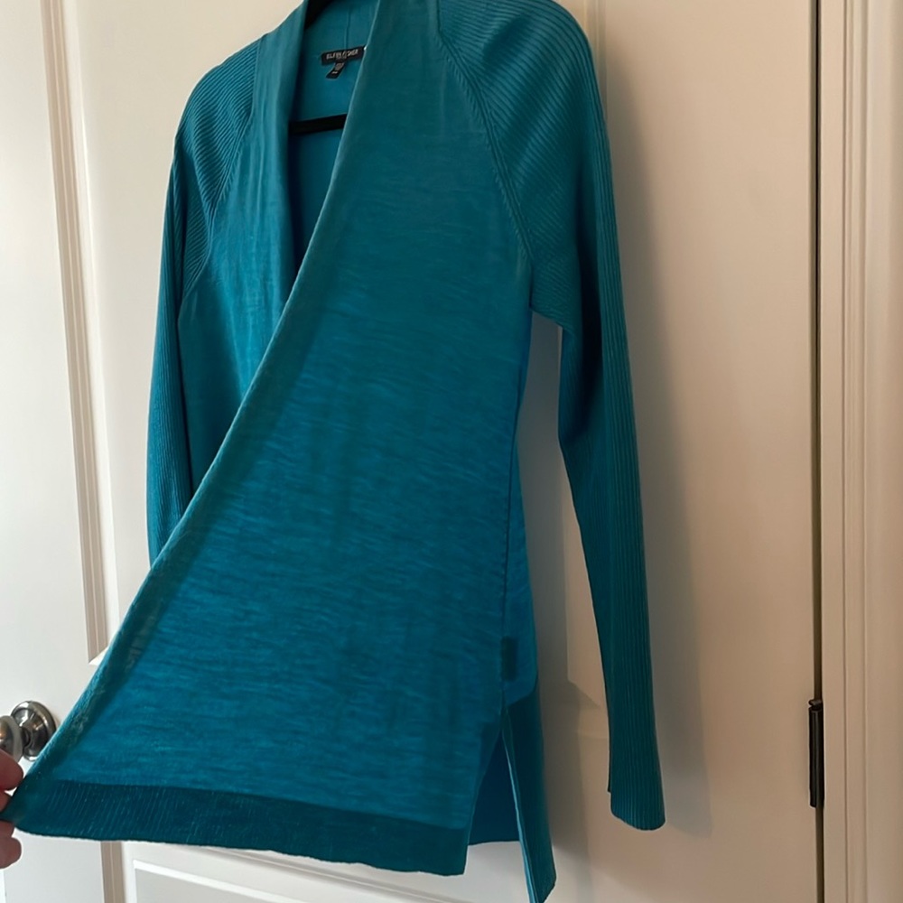 Eileen Fisher Cardigan Petite Medium but would fit regular small or medium.
